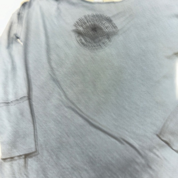 Harley Davidson Rhinestone Shirt Sleeve Gray Black Skull Motorcycle Sz Large - Picture 9 of 12